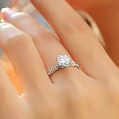 Celestial Beauty 1CT Round Moissanite Solitaire Ring in Sterling Silver 925