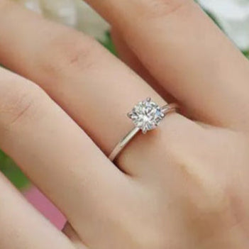 Timeless Grace 1CT Round Moissanite Solitaire Ring in Sterling Silver 925