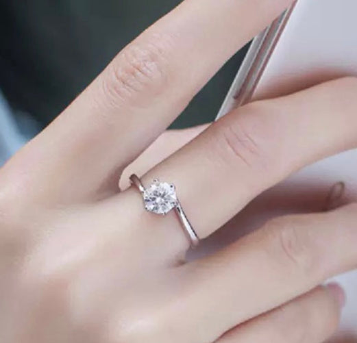 Serene Radiance 1CT Round Moissanite Solitaire Ring in Sterling Silver 925