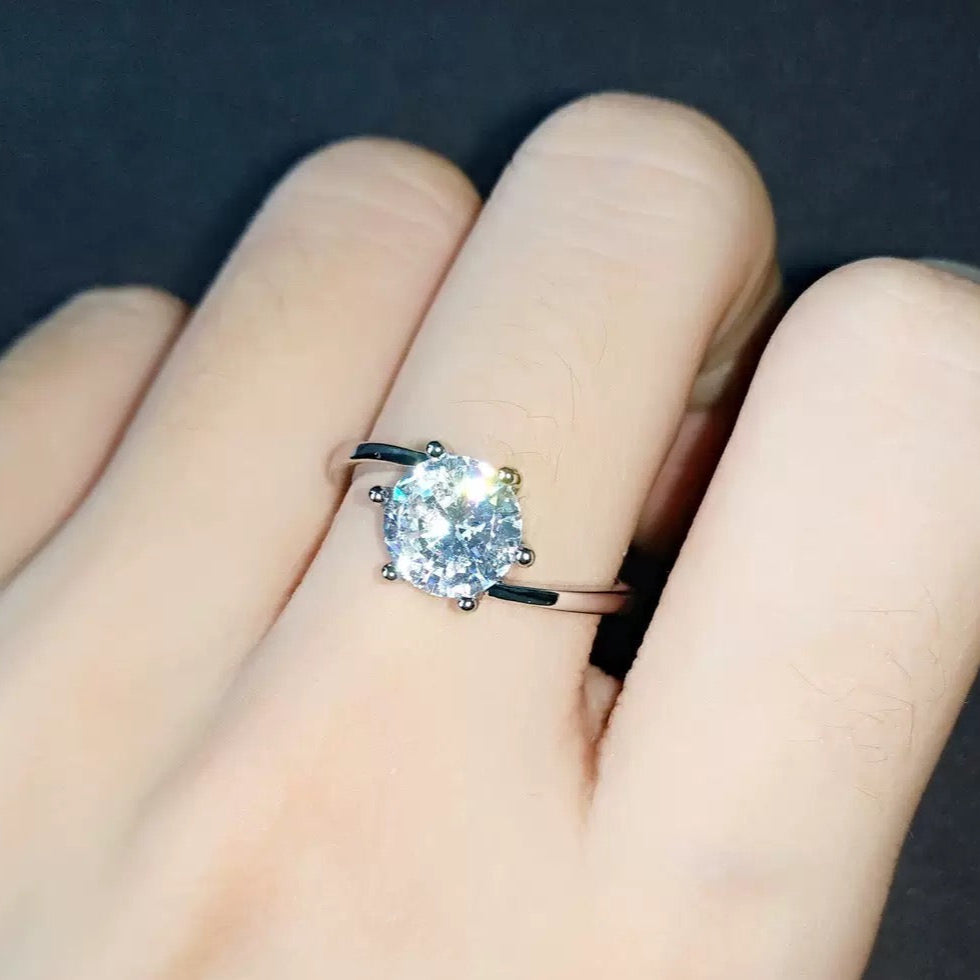 Serene Radiance 1CT Round Moissanite Solitaire Ring in Sterling Silver 925