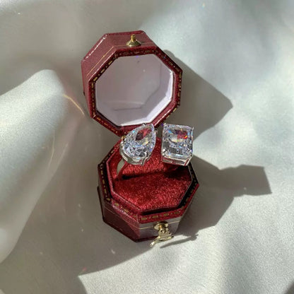 Regal 4.0ct Pear & Radiant Cut Engagement Ring for Women in Sterling Silver