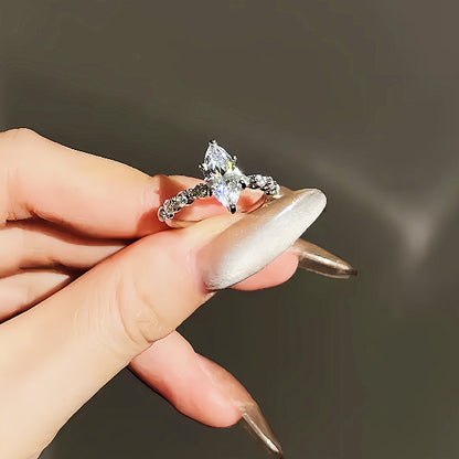 Regal 1.5ct Marquise Cut Engagement Ring for Women in Sterling Silver