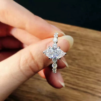 Regal 1.5ct Marquise Cut Engagement Ring for Women in Sterling Silver