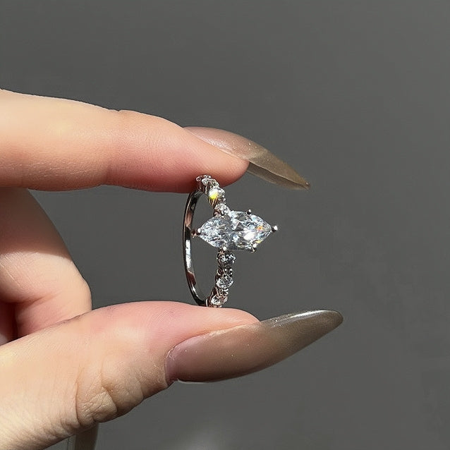 Regal 1.5ct Marquise Cut Engagement Ring for Women in Sterling Silver