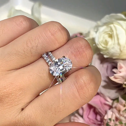 Opulent Elegance 4.0 Carat Oval Cut 2-Piece Wedding Set in Sterling Silver