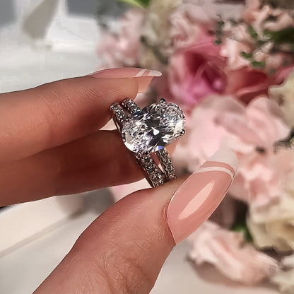 Opulent Elegance 4.0 Carat Oval Cut 2-Piece Wedding Set in Sterling Silver