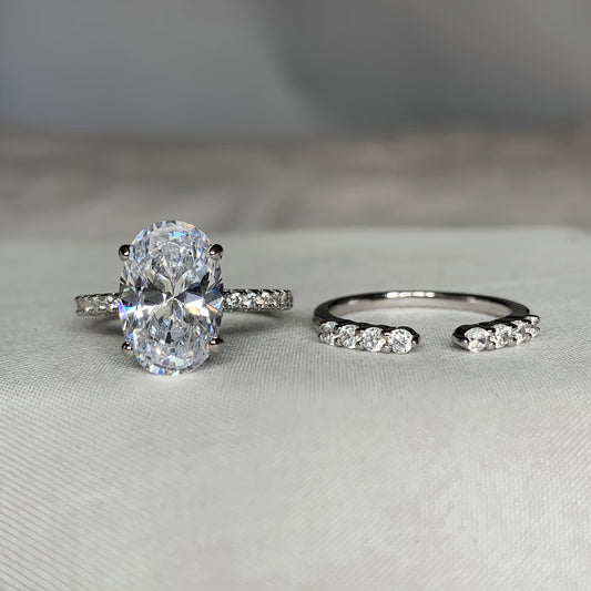 Opulent Elegance 4.0 Carat Oval Cut 2-Piece Wedding Set in Sterling Silver