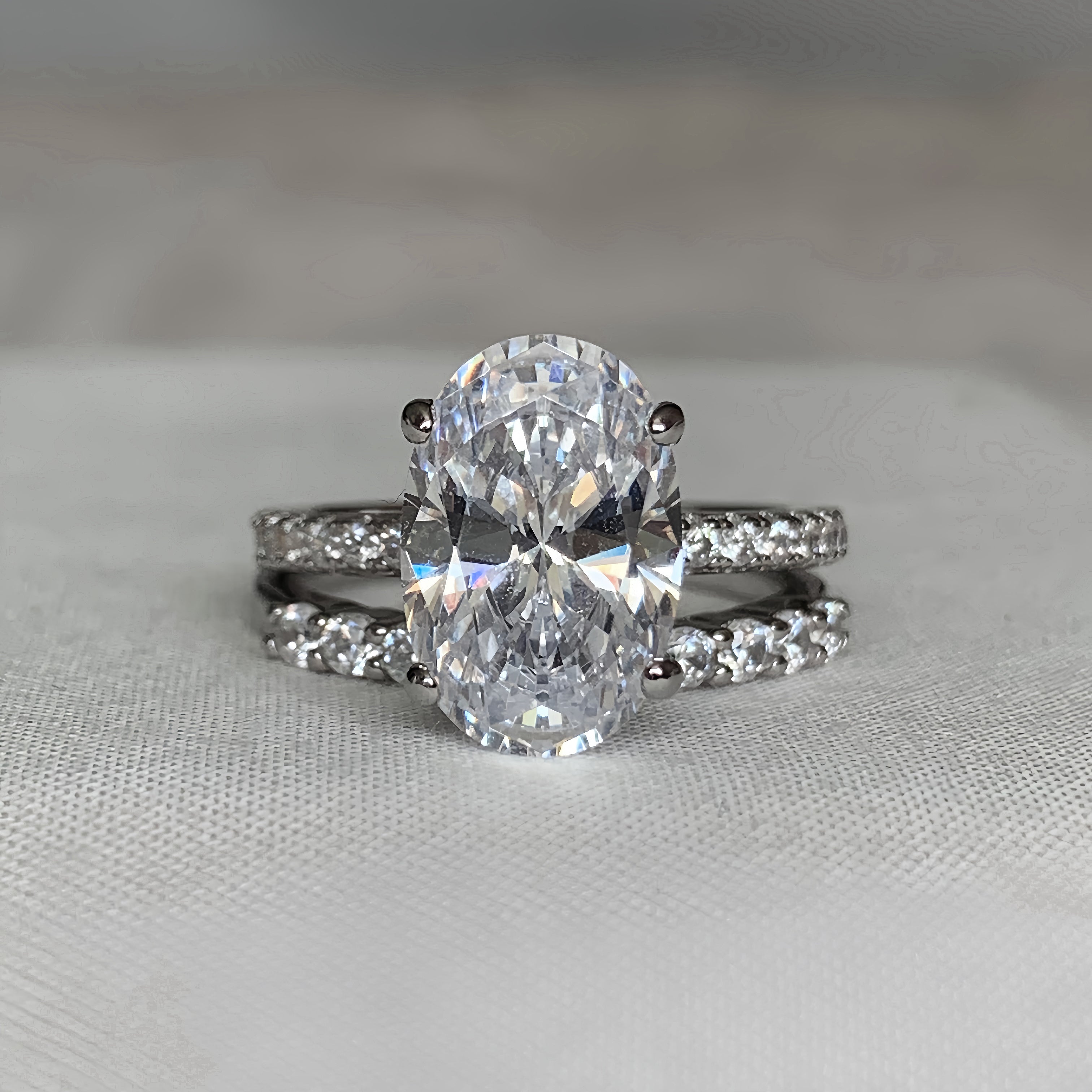 Opulent Elegance 4.0 Carat Oval Cut 2-Piece Wedding Set in Sterling Silver