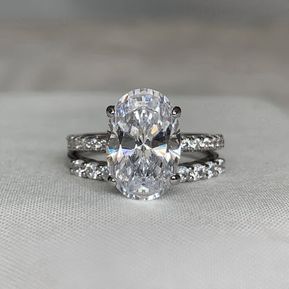 Opulent Elegance 4.0 Carat Oval Cut 2-Piece Wedding Set in Sterling Silver