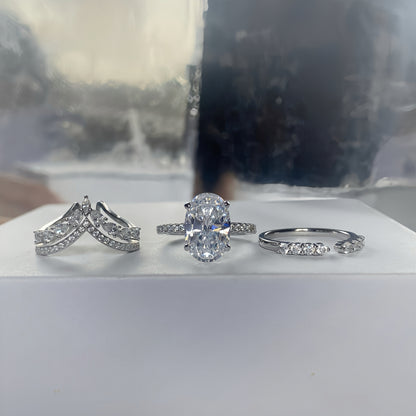 Stunning Elegance 4.0 Carat Oval Cut 3-Piece Wedding Set in Sterling Silver