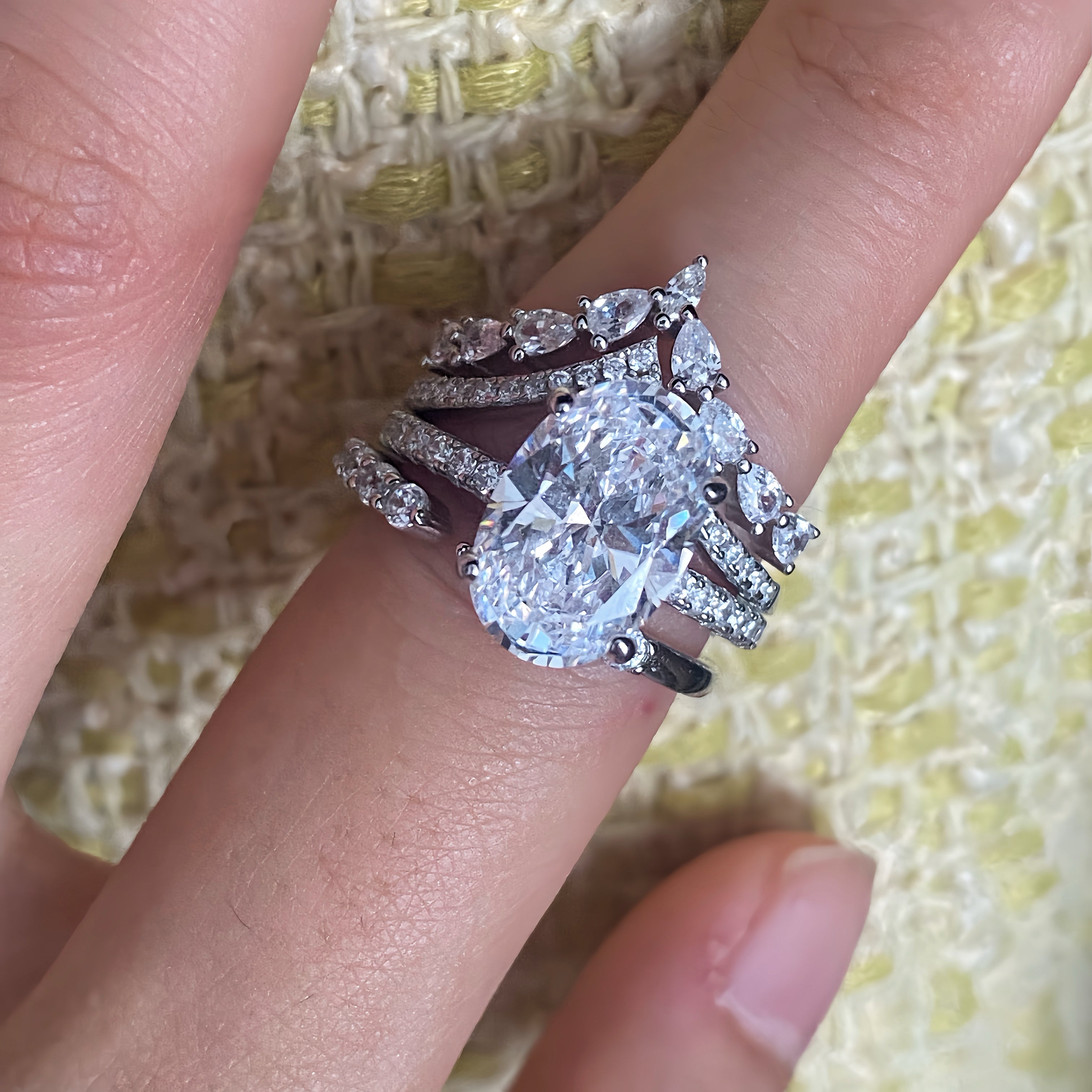 Stunning Elegance 4.0 Carat Oval Cut 3-Piece Wedding Set in Sterling Silver