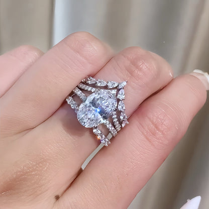 Stunning Elegance 4.0 Carat Oval Cut 3-Piece Wedding Set in Sterling Silver