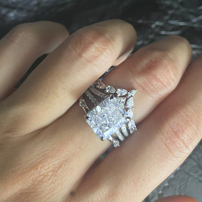Classic Brilliance 4.0 Carat Radiant Cut 3-Piece Wedding Set in Sterling Silver