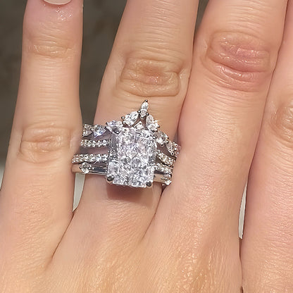 Classic Brilliance 4.0 Carat Radiant Cut 3-Piece Wedding Set in Sterling Silver