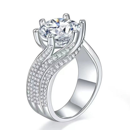 Regal 5.0ct Round cut Engagement Ring for Women in Sterling Silver