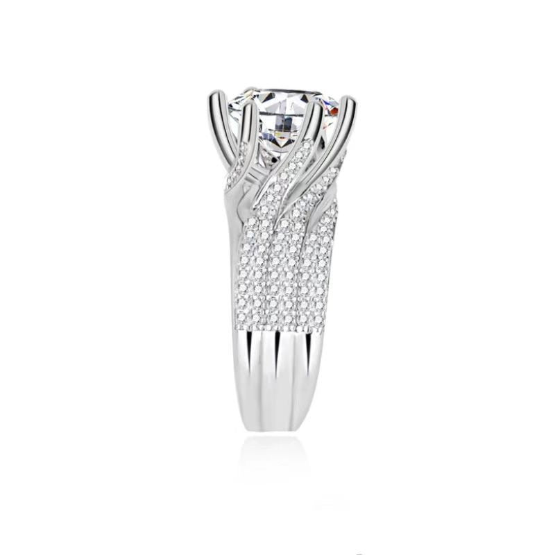 Regal 5.0ct Round cut Engagement Ring for Women in Sterling Silver