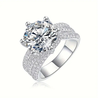 Regal 5.0ct Round cut Engagement Ring for Women in Sterling Silver
