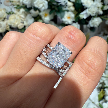 Radiant Grace 4.0 Carat Radiant Cut 3-Piece Wedding Set in Sterling Silver