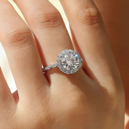 Stellar Spark 3CT Round Moissanite Ring in Sterling Silver 925