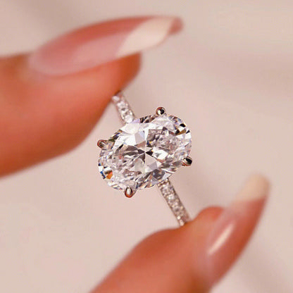 Regal 6.0ct Oval cut Engagement Ring for Women in Sterling Silver