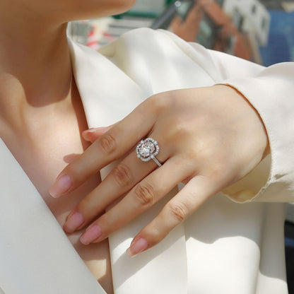 Camellia Bloom 3CT Oval Moissanite Ring in Sterling Silver 925