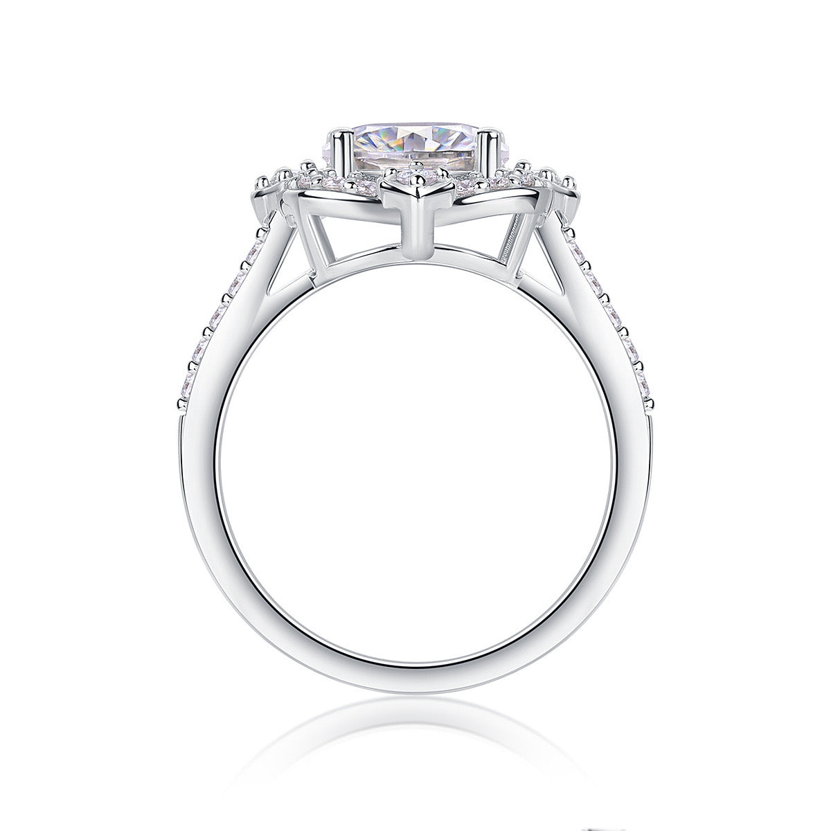 Camellia Bloom 3CT Oval Moissanite Ring in Sterling Silver 925