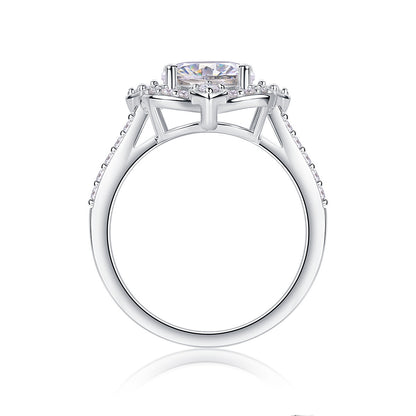 Camellia Bloom 3CT Oval Moissanite Ring in Sterling Silver 925
