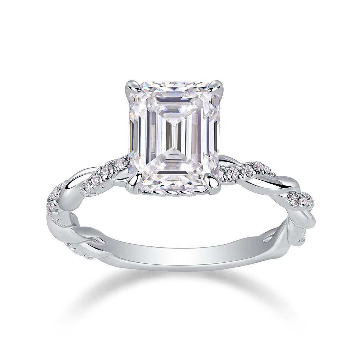 Lightchaser 4CT Radiant-Cut Moissanite Ring in Sterling Silver 925