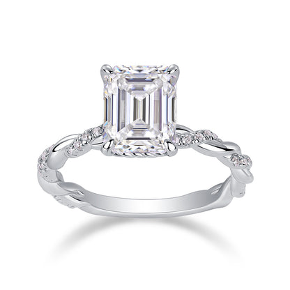 Lightchaser 4CT Radiant-Cut Moissanite Ring in Sterling Silver 925
