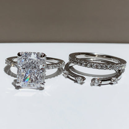 Grand Splendor 2.0 Carat Radiant Cut 3-Piece Wedding Set in Sterling Silver