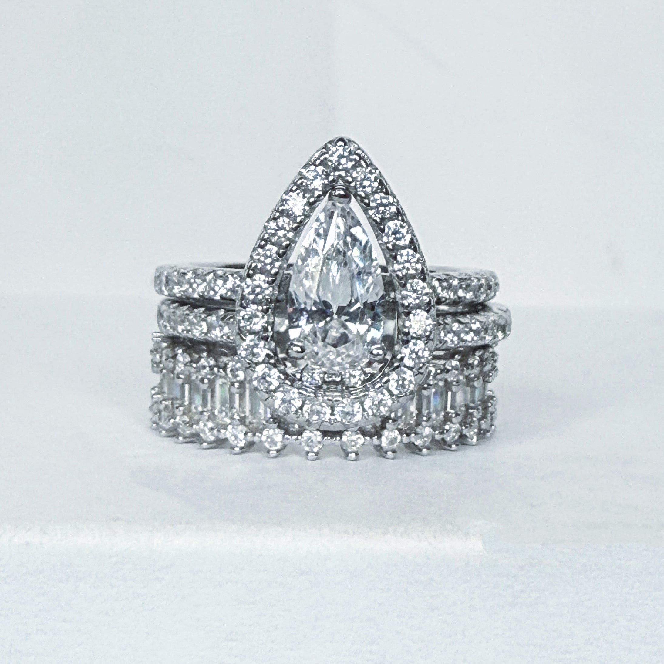 Stunning Marquise 1.5 Carat 3 - Piece Wedding Set in Sterling Silver