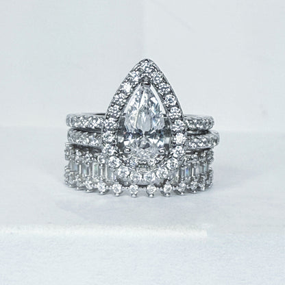 Stunning Marquise 1.5 Carat 3 - Piece Wedding Set in Sterling Silver