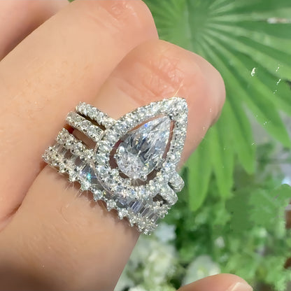 Stunning Marquise 1.5 Carat 3 - Piece Wedding Set in Sterling Silver