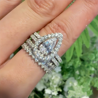 Stunning Marquise 1.5 Carat 3 - Piece Wedding Set in Sterling Silver