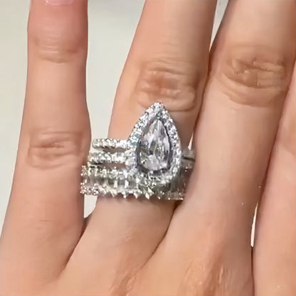 Stunning Marquise 1.5 Carat 3 - Piece Wedding Set in Sterling Silver