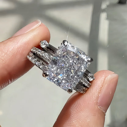 Grand Splendor 2.0 Carat Radiant Cut 3-Piece Wedding Set in Sterling Silver