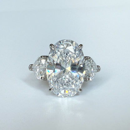 Luxe Splendor 6.0 Carat Oval Cut Engagement Ring in Sterling Silver