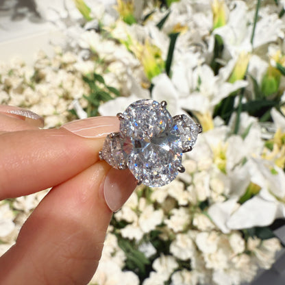 Luxe Splendor 6.0 Carat Oval Cut Engagement Ring in Sterling Silver
