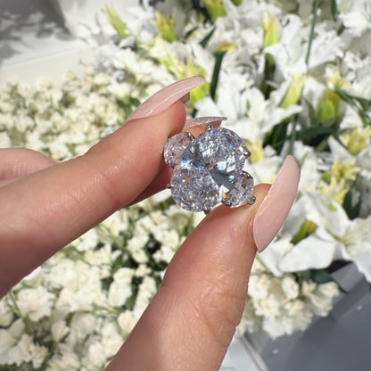 Luxe Splendor 6.0 Carat Oval Cut Engagement Ring in Sterling Silver