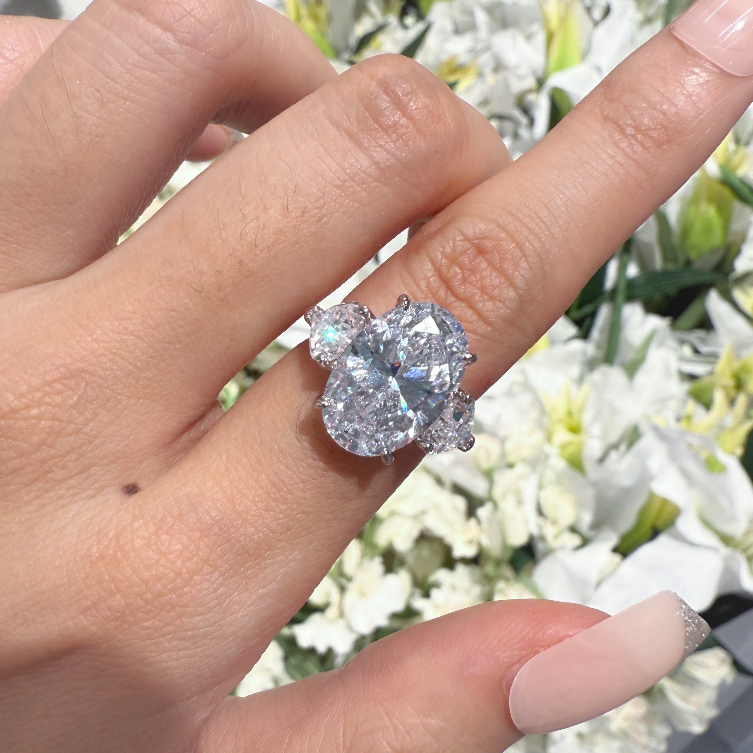 Luxe Splendor 6.0 Carat Oval Cut Engagement Ring in Sterling Silver
