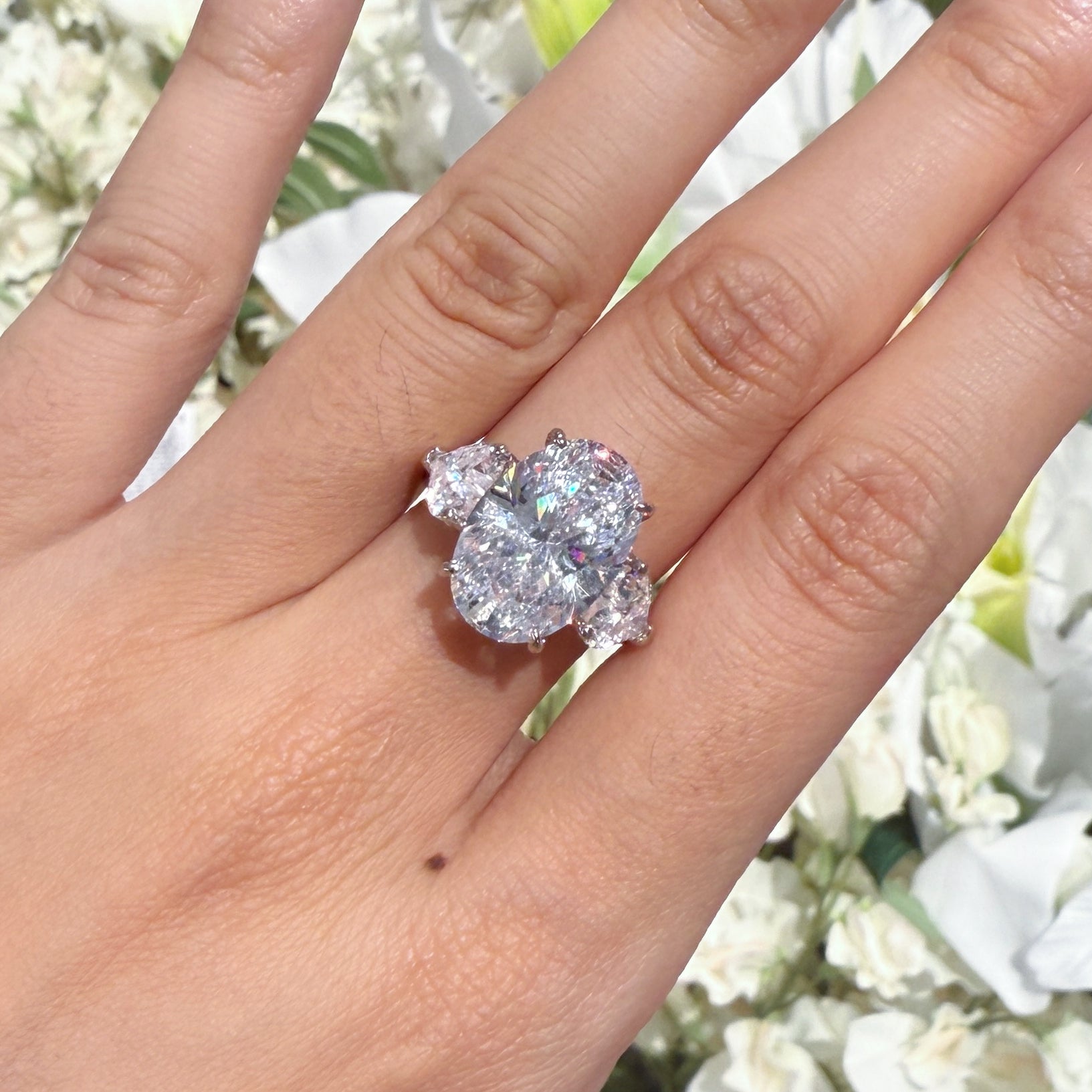 Luxe Splendor 6.0 Carat Oval Cut Engagement Ring in Sterling Silver