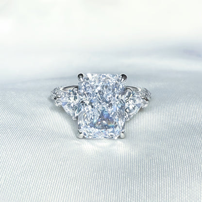 Opulent Spark 5.0 Carat Radiant Cut Engagement Ring in Sterling Silver