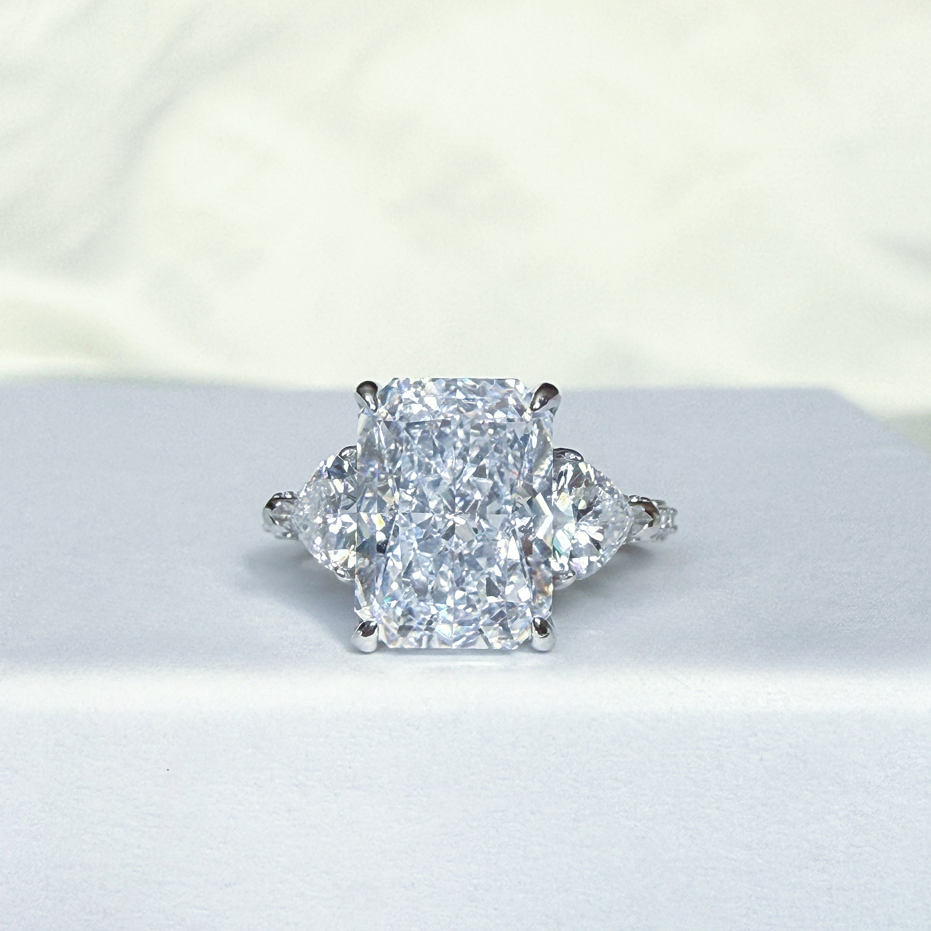 Opulent Spark 5.0 Carat Radiant Cut Engagement Ring in Sterling Silver