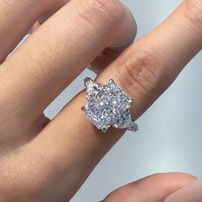 Opulent Spark 5.0 Carat Radiant Cut Engagement Ring in Sterling Silver