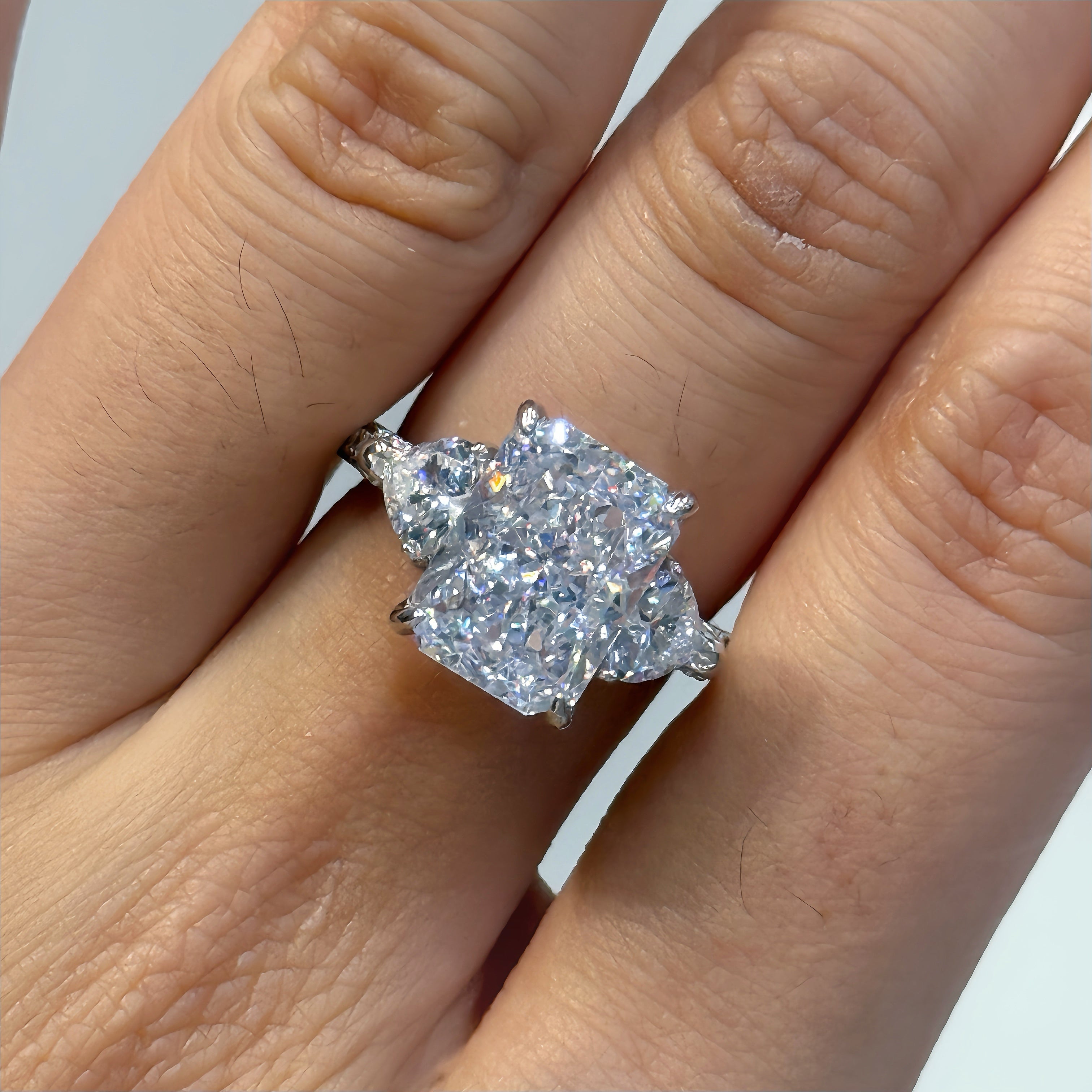 Opulent Spark 5.0 Carat Radiant Cut Engagement Ring in Sterling Silver