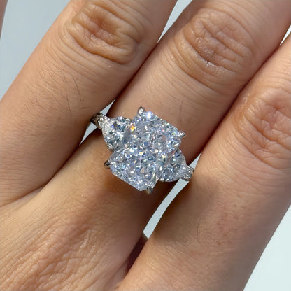 Opulent Spark 5.0 Carat Radiant Cut Engagement Ring in Sterling Silver