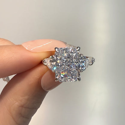 Opulent Spark 5.0 Carat Radiant Cut Engagement Ring in Sterling Silver