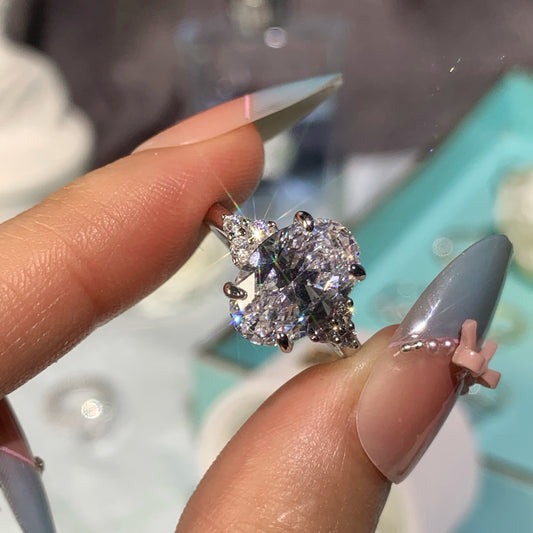 Ethereal Glow 3.0 Carat Oval Cut Engagement Ring in Sterling Silver