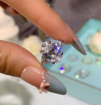 Ethereal Glow 3.0 Carat Oval Cut Engagement Ring in Sterling Silver