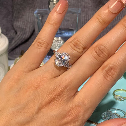 Ethereal Glow 3.0 Carat Oval Cut Engagement Ring in Sterling Silver